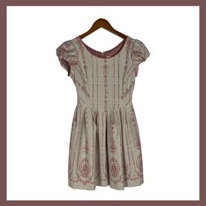Secret Honey Dress Beige Red Princess Rococo Cottagecore Fit & Flare Size 2